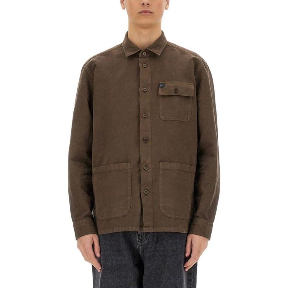 FAY Men's Button-Up Work Shirt Jacket Men BROWN Outerwear